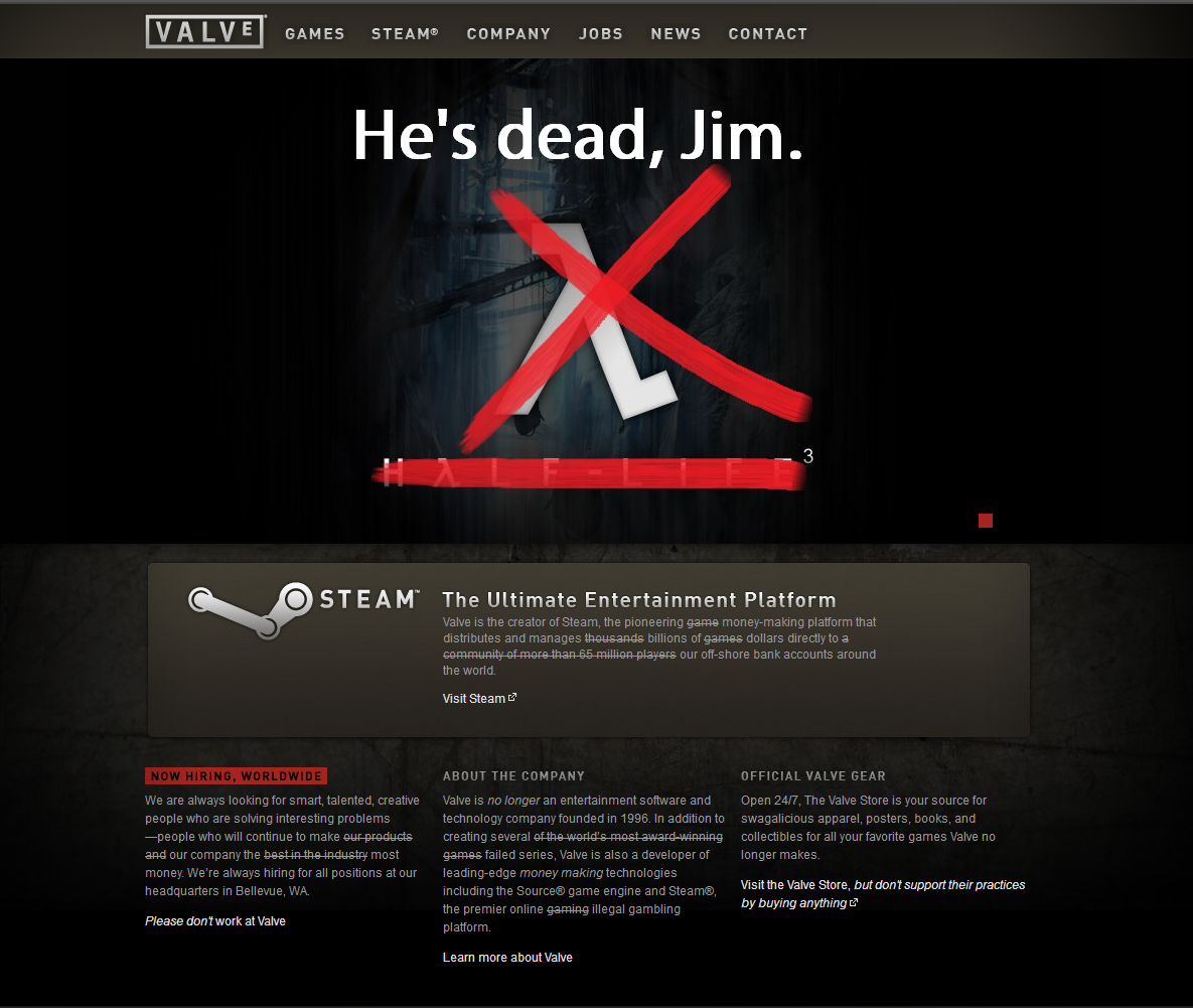 Valve Website attacked